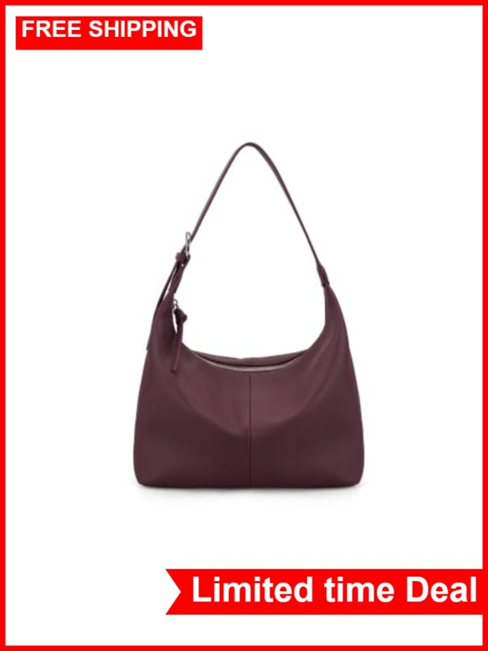 Genuine Leather Slouchy Hobo Bag Women Lightweight Shoulder Purse Work Bag